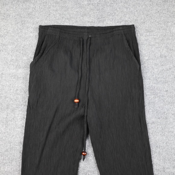 Laura Gayle Pants Womens Petite Small Black Crinkle Pleated Drawstring Waist - Picture 2 of 9